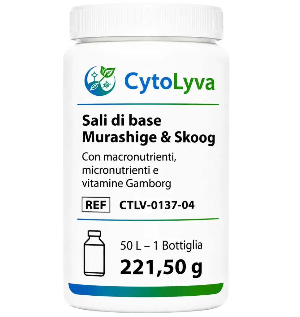 Murashige & Skoog Sali base con macronutrienti, micronutrienti e vitamine Gamborg