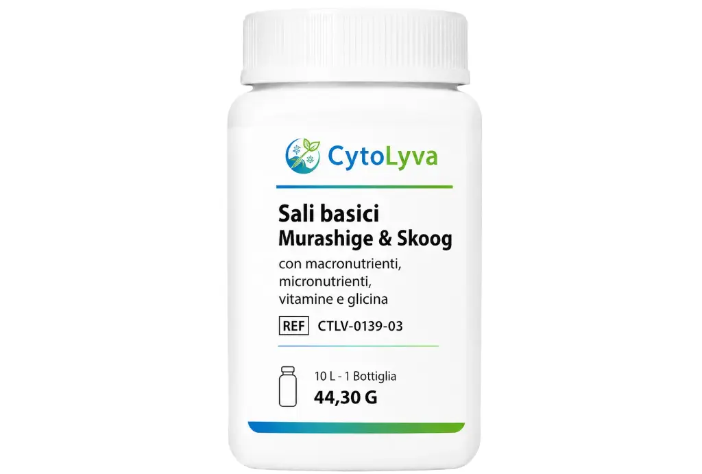 Sali basici Murashige & Skoog con macronutrienti, micronutrienti, vitamine e glicina